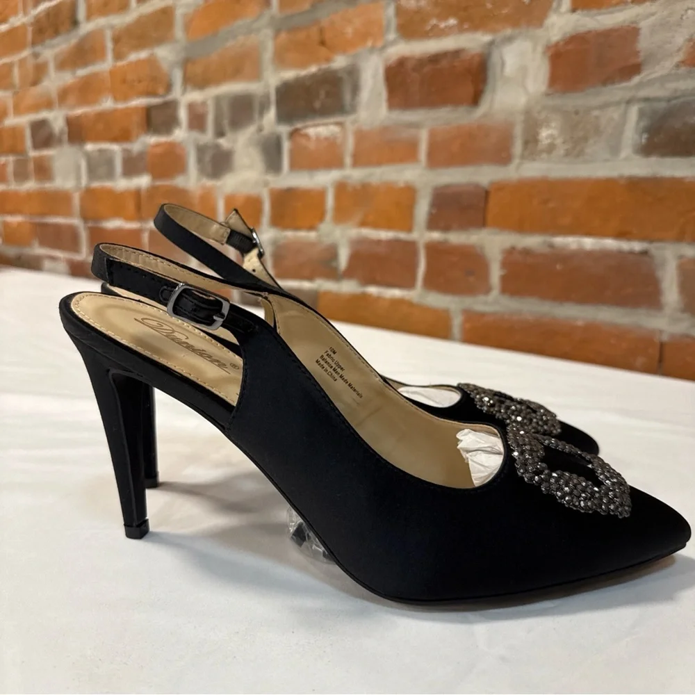 Chic Black‎ Embellished Slingback Heels